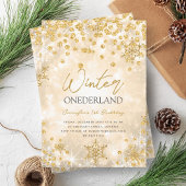 Invitation Festif Gold Winter ONEDERLAND 1er anniversaire