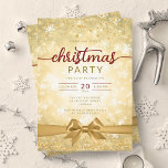 Invitation Festif Gold Winter Snowflakes Company Ruban<br><div class="desc">Elégant Formal Company & Corporate Christmas Party / Cocktail / Diner Party Invitation modèle avec Gold Faux Foil Snowflakes Noël. Impressionnez vos amis et collègues avec ce design d'invitation sophistiqué et élégant.</div>