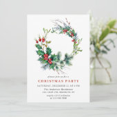 Invitation Festif Holly Berry Wreath Fête de Noël (Debout devant)