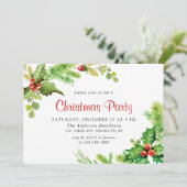 Invitation Festif Holly Berry Wreath Fête de Noël (Debout devant)
