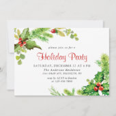 Invitation Festif Holly Berry Wreath Fête de Noël (Devant)