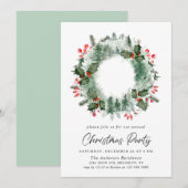Invitation Festif Holly Berry Wreath Fête de Noël (Devant / Derrière)