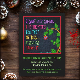 Invitation Festif mignon Fun Christmas Tree Hop