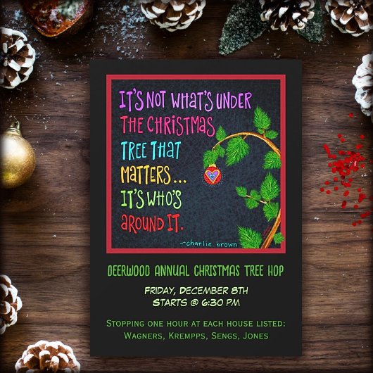 Invitation Festif mignon Fun Christmas Tree Hop