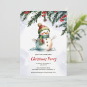 Invitation Festif mignonne Snowman fête de Noël (Debout devant)