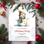 Invitation Festif mignonne Snowman fête de Noël<br><div class="desc">Invitation de Noël aquarelle. Ce design enchanteur présente un adorable bonhomme de neige,  portant un casquette et un foulard douillet,  entouré de décorations festives. L'expression joyeuse et les couleurs vibrantes donnent le ton parfait pour un rassemblement de vacances joyeux.</div>