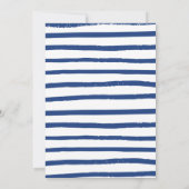 Invitation Festif moderne Bleu rayé Noël Yacht Party (Dos)