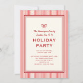 Invitation Festif moderne Bow rouge et raypes vacances en fam (Devant)