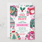 Invitation Festif moderne laide Sweater rouge, vert et rose (Devant)
