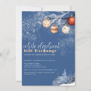 Invitation Festif Noël Blanc Elephant Échange de cadeaux