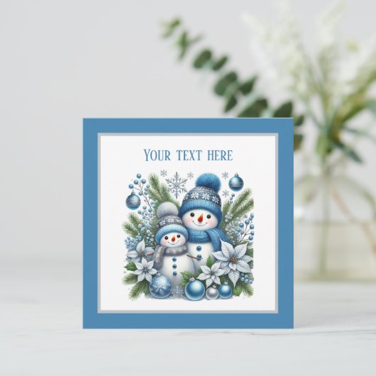 Invitation Festif Noël bonhomme de neige Fête (Debout devant)