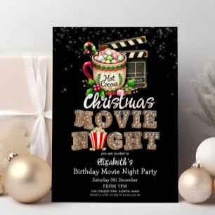 Invitation Festif Noël Cinéma Nuit Coca Popcorn Fête