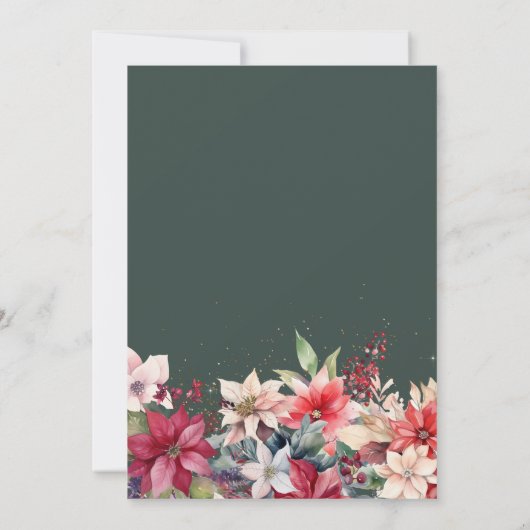 Invitation Festif Noël Florals Mariage (Dos)