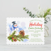 Invitation Festif Noël Snowman Holiday Échange de cookies (Debout devant)
