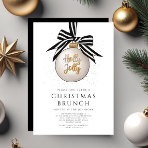 Invitation Festif Noir et Blanc Noir Brunch de Noël
