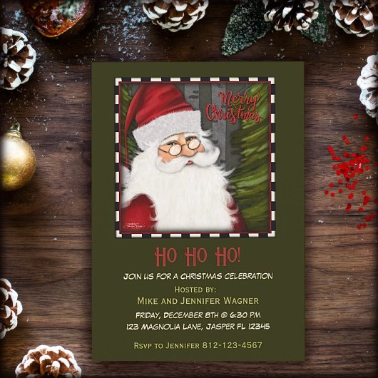Invitation Festif Père Noël Red Green Joyeux Noël