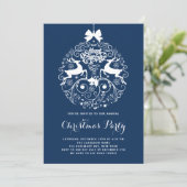 Invitation Festif Reindeer Ornament Blue Christmas Party (Debout devant)