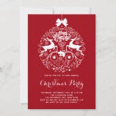 Invitation Festif Reindeer Ornament Red Christmas Party (Devant)