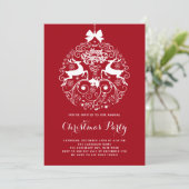 Invitation Festif Reindeer Ornament Red Christmas Party (Debout devant)
