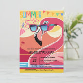 Invitation Festif rose Flamant rose fête d'été (Debout devant)