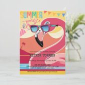 Invitation Festif rose Flamant rose fête d'été (Debout devant)