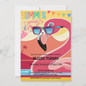 Invitation Festif rose Flamant rose fête d'été (Devant)