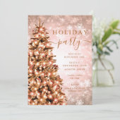 Invitation Festif Rose Gold Christmas Tree Company Holiday (Debout devant)