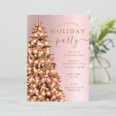 Invitation Festif Rose Gold Xmas Arbre Société Fête (Debout devant)