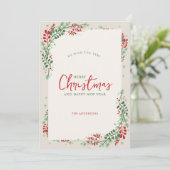 Invitation Festif rouge et vert Noël floral (Debout devant)