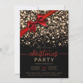 Invitation Festif Rouge or hiver brillant étoiles Société Noë (Devant)