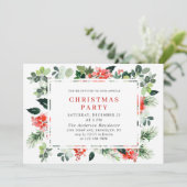 Invitation Festif Rouge Poinsettia Fête de Noël (Debout devant)