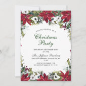 Invitation Festif Rouge Poinsettia Fête de Noël (Devant)