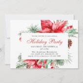 Invitation Festif Rouge Poinsettia Fête de Noël (Devant)