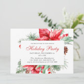 Invitation Festif Rouge Poinsettia Fête de Noël (Debout devant)
