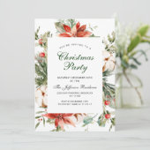 Invitation Festif Rouge Poinsettia Fête de Noël (Debout devant)