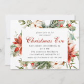 Invitation Festif Rouge Poinsettia fête de Noël (Devant)