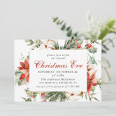 Invitation Festif Rouge Poinsettia fête de Noël (Debout devant)