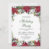 Invitation Festif Rouge Poinsettia Fête de Noël (Devant)