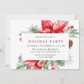 Invitation Festif Rouge Poinsettia Fête de Noël Inv (Devant)