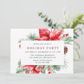 Invitation Festif Rouge Poinsettia Fête de Noël Inv (Debout devant)