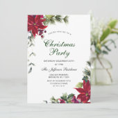 Invitation Festif Rouge Poinsettia Fête de Noël Inv (Debout devant)
