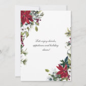 Invitation Festif Rouge Poinsettia Noël Déjeuner (Dos)