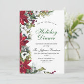 Invitation Festif Rouge Poinsettia Noël Dîner de Noël (Debout devant)