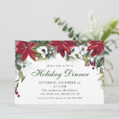 Invitation Festif Rouge Poinsettia Noël Dîner de Noël (Debout devant)