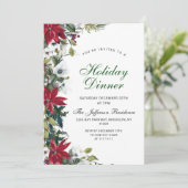 Invitation Festif Rouge Poinsettia Noël Dîner de Noël (Debout devant)