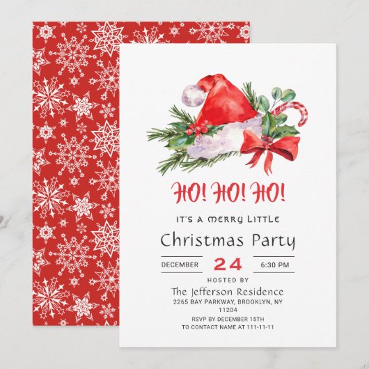 Invitation Festif Santa Hat Joyeux Noël Petite fête (Devant / Derrière)
