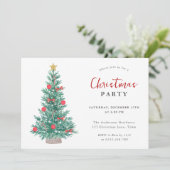 Invitation Festif sapin de Noël Simple élégante fête (Debout devant)