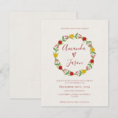 Invitation Festif Serre de Noël Rouge Vert Floral mariage (Devant / Derrière)