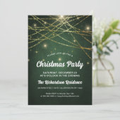 Invitation Festif Sparkling Gold String Lights Green Party (Debout devant)