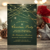 Invitation Festif Sparkling Gold String Lights Green Party